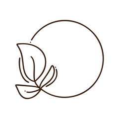 Hand drawn round minimalistic frame with branch line. Vector floral design elements for invitation, logo, greeting card, scrapbooking, poster with place for text. Vintage decor