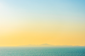 Beautiful sunset or sunrise around sea ocean bay with cloud on sky