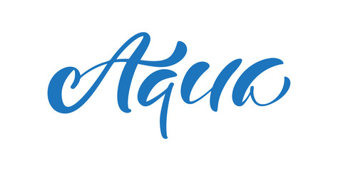 Blue vector Aqua text logo. Eco concept fresh clean drink water. For shop, web banner, poster