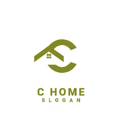 c home initial gold logo icon design