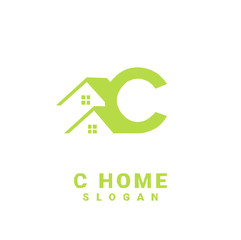 c home initial gold logo icon design
