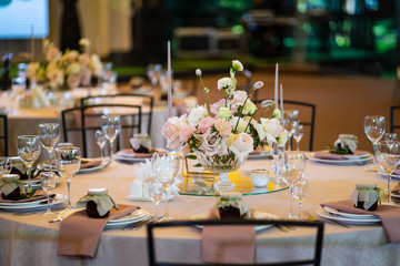table setting with white table cloth with no food