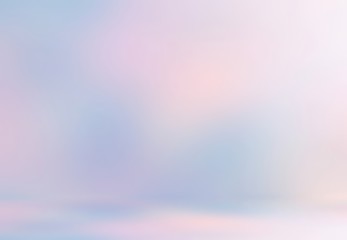 3d studio background. Light blue pink defocus wall and floor texture. Empty room abstract illustration. Blur pattern.