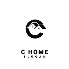 c home initial black logo icon design