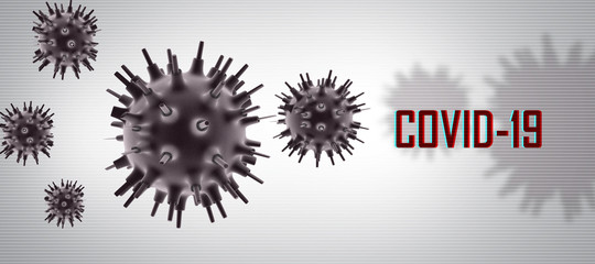 3d render Corona virus disease COVID-19. Microscopic view of a infectious virus