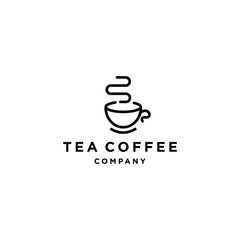 coffee shop logo hipster with cup icon vector in line outline vintage style 