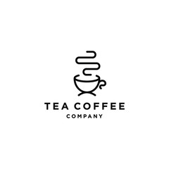 coffee shop logo hipster with cup icon vector in line outline vintage style 