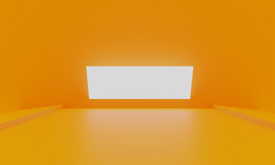 Orange abstract minimal background empty room with glowing light, Can be used for advertising design, Copy space, Display product or montage, 3d rendering illustration
