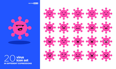 Obraz na płótnie Canvas Set of Coronavirus Emoji Line Icons In Different Expressions