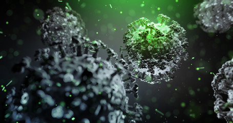 Concept of COVID-19 or SARS-CoV-2 or 2019-ncov Influenza flu virus coronavirus. 3D illustration