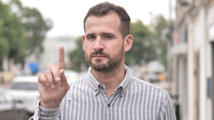 No, Rejecting Beard Casual Man Waving Finger