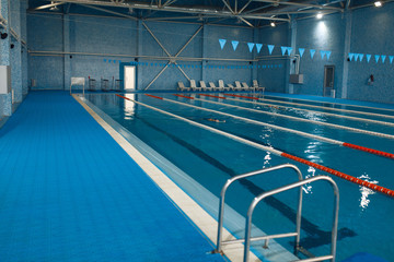 Sport swimming pool interior, nobody