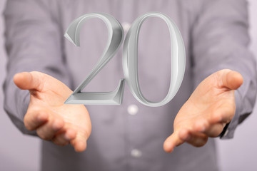 20 Anniversary 3d numbers. Poster template for Celebrating 20 anniversary event party.