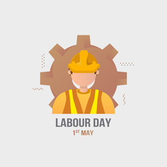 Flat design of happy labour day at first may for greeting post