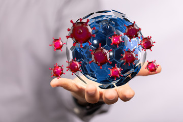 Coronavirus or Flu virus - Microbiology And Virology Concept.