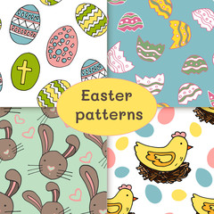 Set of easter patterns, diffrent backgrounds, colorful, various.