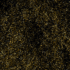 Gold glitter texture isolated on black. Amber particles color. Celebratory background. Golden explosion of confetti. Design element. Digitally generated image. Vector illustration, EPS 10.