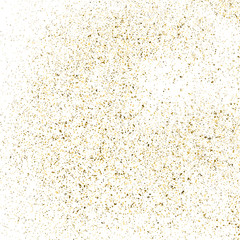 Gold glitter texture isolated on white. Amber particles color. Celebratory background. Golden explosion of confetti. Design element. Digitally generated image. Vector illustration, EPS 10.