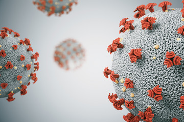 Red microorganism coronavirus 2019-nCov.