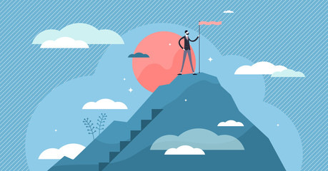 Success business vision concept, flat tiny businessman person vector illustration
