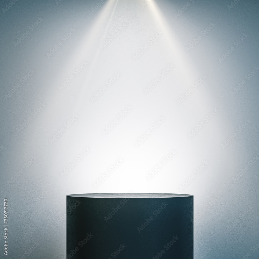 Aufkleber empty illuminated pedestal in interior with copy space.