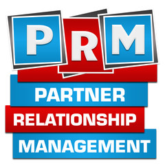PRM - Partner Relationship Management Red Blue Blocks Bottom Text 