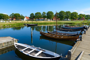 Reconstruction of Viking Ships in harbor of Roskilde, Denmark - 330713970