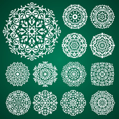 Caucasian ornament symbols set