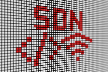SDN text scoreboard blurred background 3d illustration