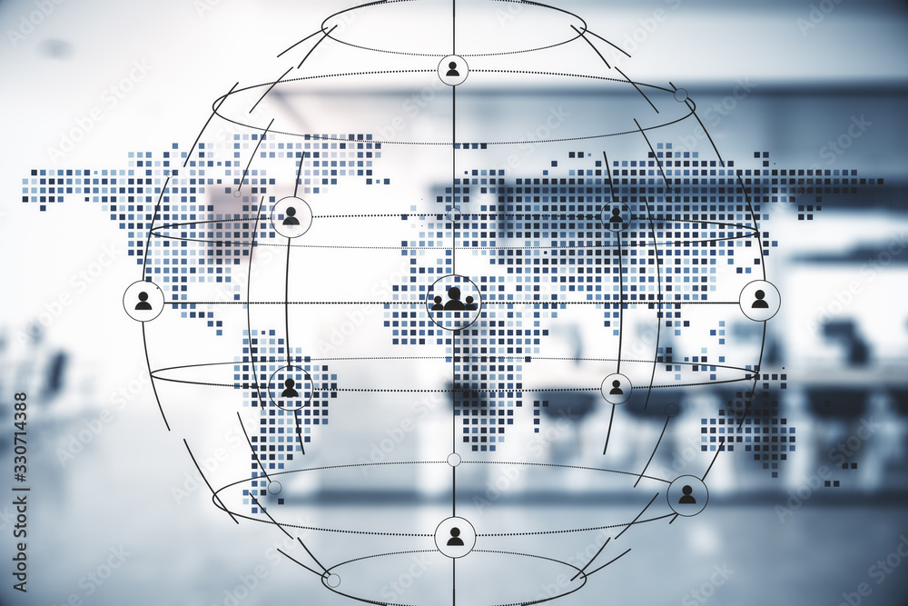 Poster global human resource and world map