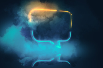 Neon speech bubbles with smoke