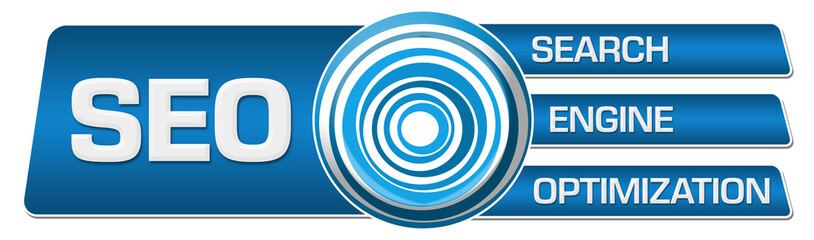 SEO - Search Engine Optimization Blue Circular Boxes Horizontal 