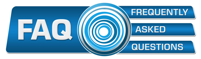 FAQ - Frequently Asked Questions Blue Circular Boxes Horizontal 