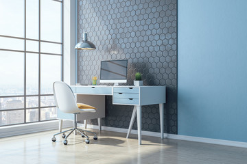 Modern workplace in home office