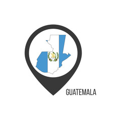 Map pointers with contry Guatemala. Guatemala flag. Stock vector illustration isolated on white background.