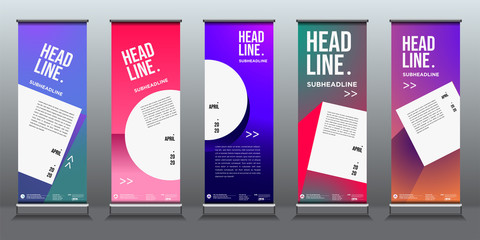 Simple and minimalist colourful geometric roll up banner for business