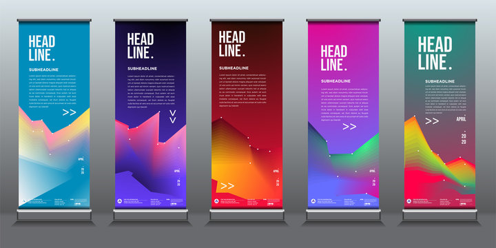 Simple and minimalist colourful fluid and liquid shape roll up banner for business