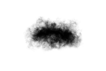 Black smoke stock image Isolated on white background, Concept design Halloween