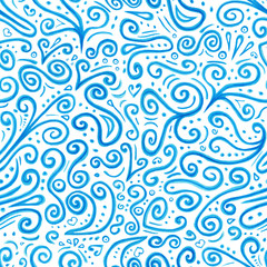 Abstract background, blue curlicues pattern.  Design for backgrounds, wallpapers, covers and packaging. Isolated on white background