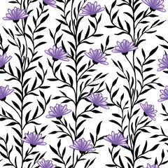 Abstract flower and leaf pattern on white background. Design for backgrounds, wallpapers, covers and packaging.