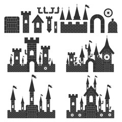 Castle constructor vector simple set isolated on a white background.