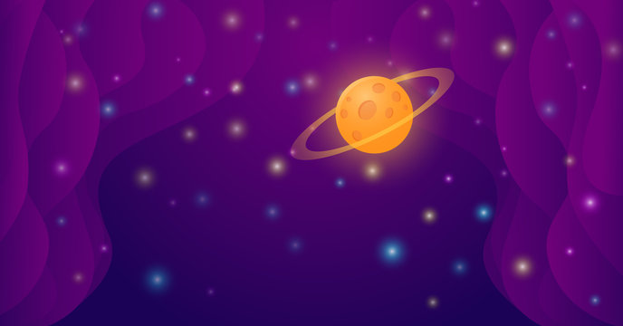 Abstract space background with planet and stars.