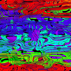 Acrylic striped spots on colored marble dust with bright red ink.