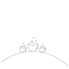 Cup of coffee line drawing background vector illustration