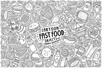 Vector set of Fastfood theme items, objects and symbols