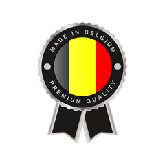 Made in Belgium round silver emblem badge labels