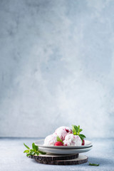 Sweet ice cream with raspberry