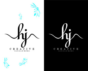 creative handwriting letter HJ, JH logo design vector