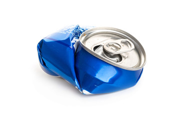Crumpled Aluminum can isolated on white background