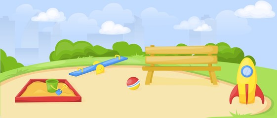 Kids playground. Park and playground cartoon, vector art and illustration.